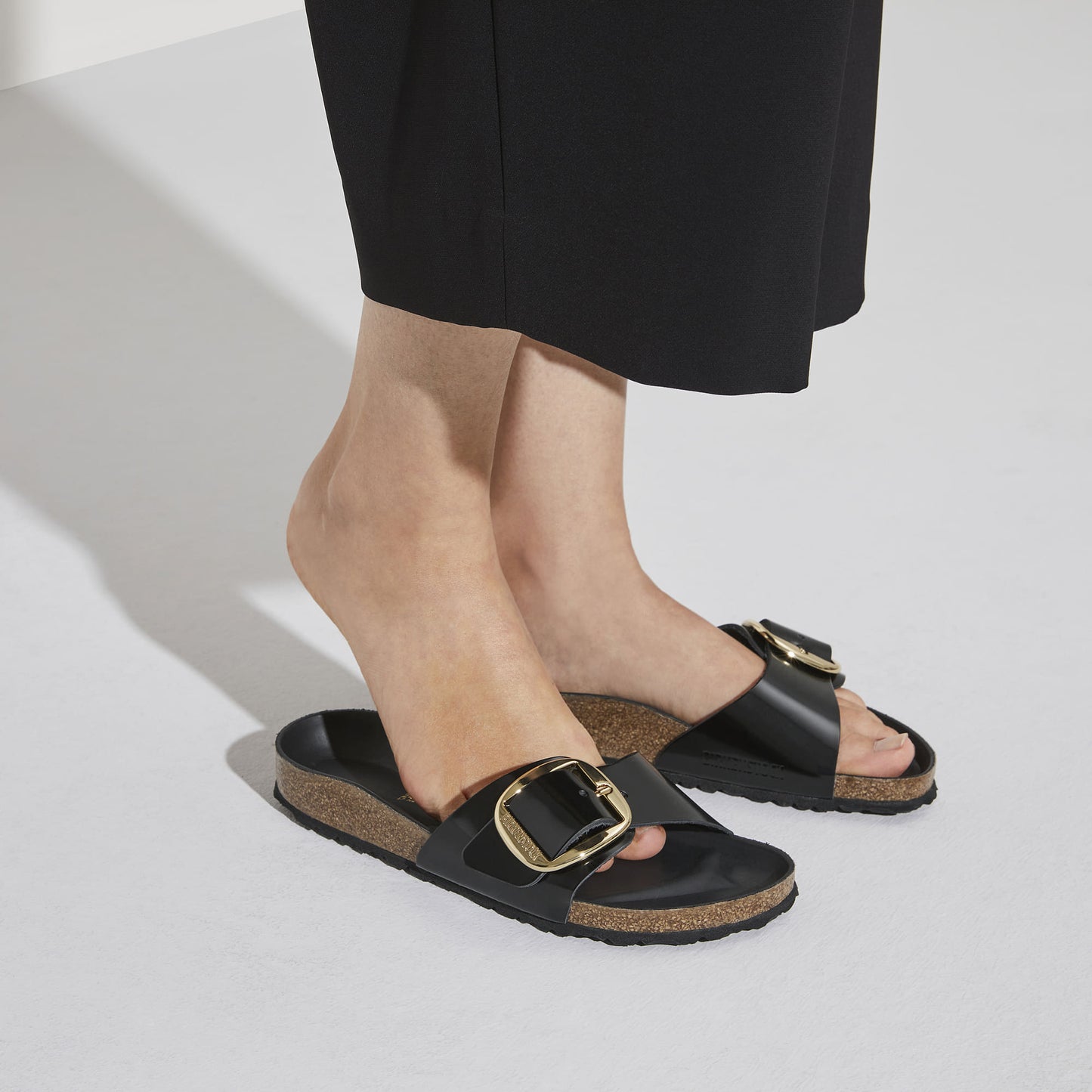 Madrid Big Buckle Natural Leather Patent