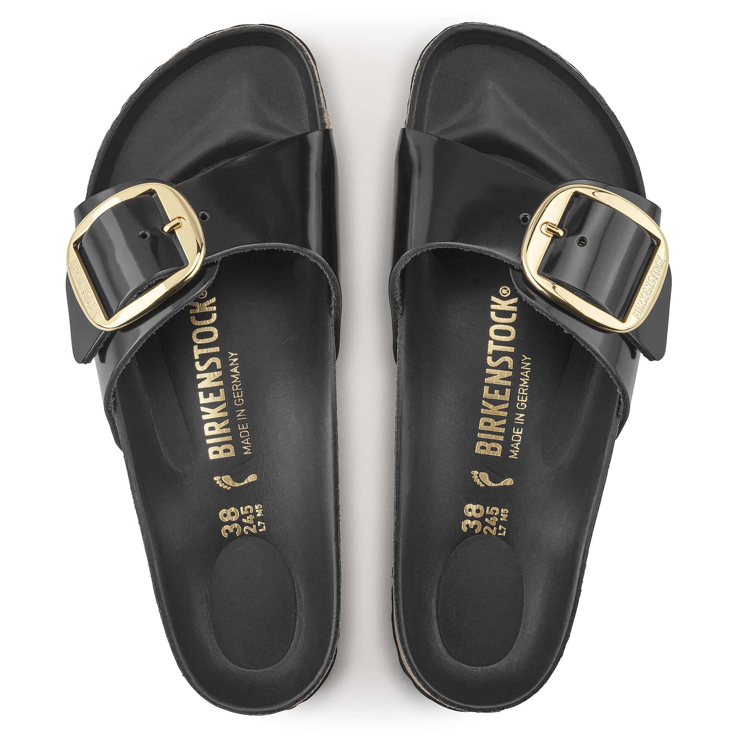 Madrid Big Buckle Natural Leather Patent