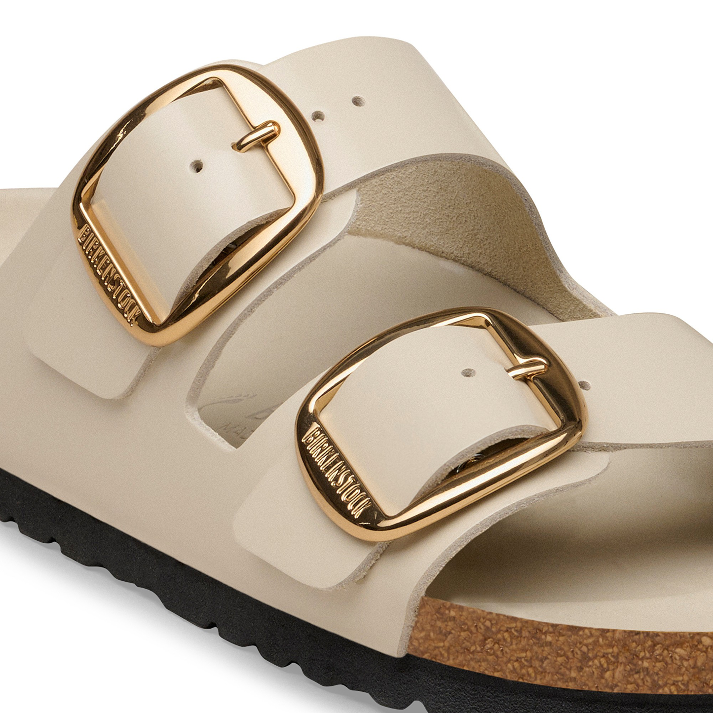 Arizona Big Buckle Natural Leather Patent High-Shine Oyster