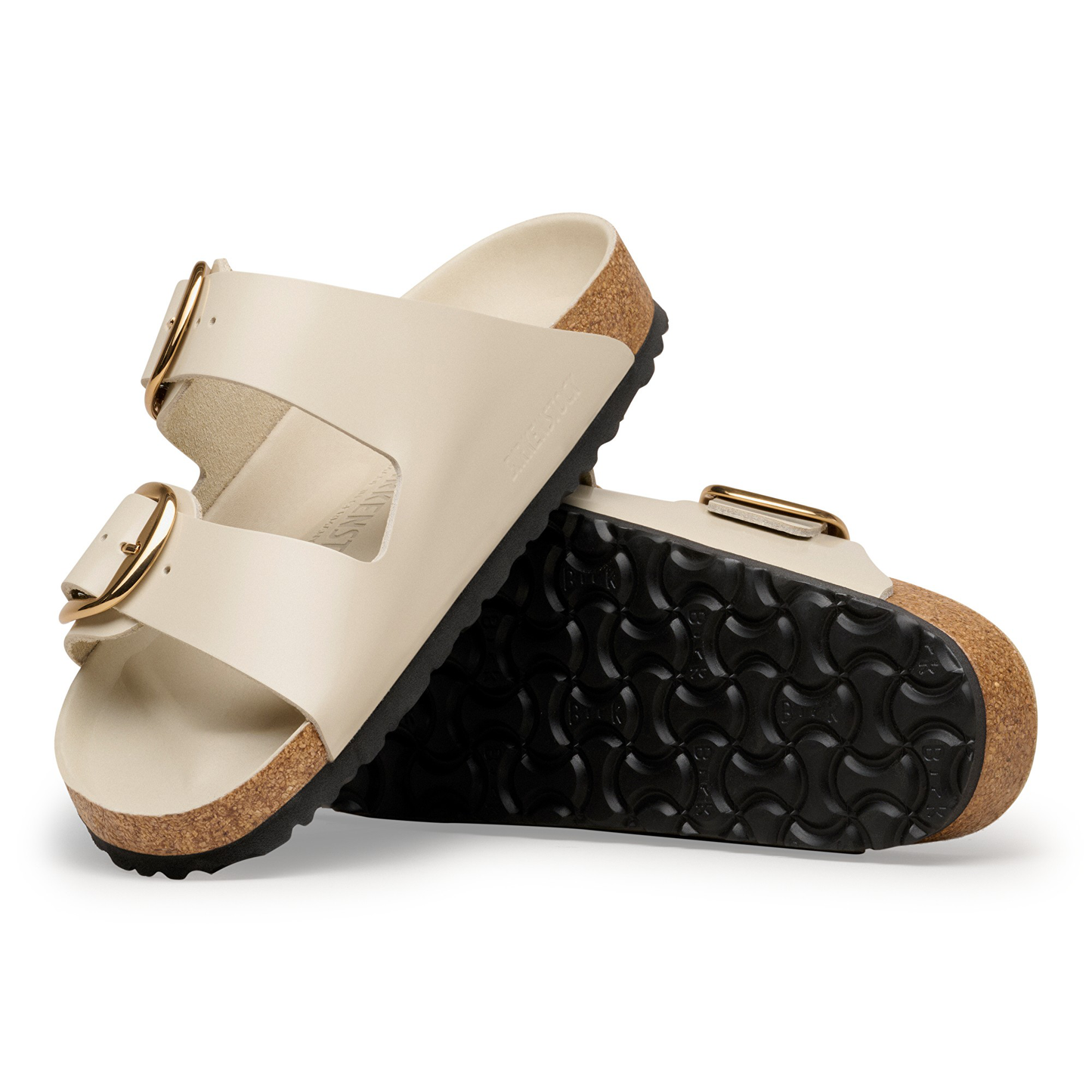 Arizona Big Buckle Natural Leather Patent High-Shine Oyster
